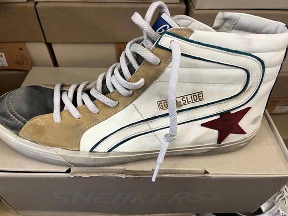 NEW GOLDEN GOOSE suede toe and star in white/grey/dark red/bluette - Picture 1 of 1